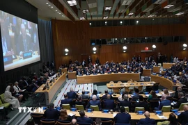 Toàn cảnh Hội nghị quốc tế của Liên hợp quốc về xung đột Israel-Palestine, do Pháp và Saudi Arabia đồng chủ trì, tại New York, Mỹ ngày 28/7/2025. (Ảnh: AA/TTXVN)