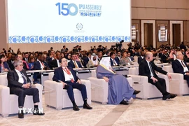 Chủ tịch Quốc hội Trần Thanh Mẫn và đại biểu tham dự Lễ khai mạc IPU-150. (Ảnh: Doãn Tấn/TTXVN)
