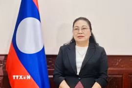 Đại sứ Lào tại Việt Nam Khamphao Ernthavanh trong một cuộc trả lời phỏng vấn của phóng viên TTXVN. (Ảnh: Việt Đức/TTXVN)