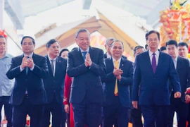 Tổng Bí thư Tô Lâm, Thủ tướng Chính Phủ Phạm Minh Chính, cùng các lãnh đạo, nguyên lãnh đạo Đảng, Nhà nước, Chính phủ, thành phố Hà Nội tham dự sự kiện Khánh thành Trung tâm Hội chợ Triển lãm Quốc gia.