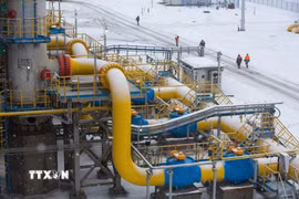 Hệ thống đường ống dẫn khí đốt tự nhiên Nord Stream 2 ở Ust-Luga, Nga. (Ảnh: Bloomberg/TTXVN)