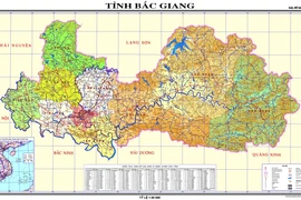 Bản đồ hành chính tỉnh Bắc Giang. (Ảnh: Cổng Thông tin Điện tử tỉnh Bắc Giang)