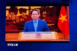 Thủ tướng Chính phủ Phạm Minh Chính gửi thông điệp tới hội nghị. (Ảnh: TTXVN phát)