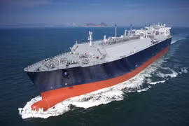 Tàu chở khí thiên nhiên hóa lỏng (LNG) của công ty công nghiệp nặng Samsung (Hàn Quốc). (Ảnh: Yonhap/TTXVN)