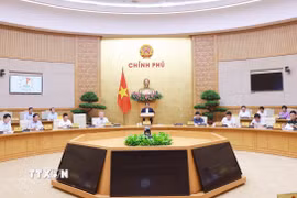 Thủ tướng Phạm Minh Chính chủ trì Phiên họp Chính phủ chuyên đề về xây dựng pháp luật tháng 5 năm 2025. (Ảnh: Dương Giang/TTXVN)