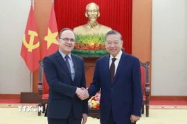 Tổng Bí thư Tô Lâm tiếp Đại sứ Liên bang Nga tại Việt Nam Gennady Bezdetko. (Ảnh: Thống Nhất/TTXVN)