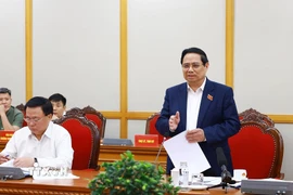 Thủ tướng Phạm Minh Chính phát biểu tại buổi làm việc với Ban Thường vụ Tỉnh ủy Sơn La. (Ảnh: Dương Giang/TTXVN)