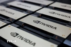 Siêu máy tính của Tập đoàn Nvidia tại triển lãm công nghệ Foxconn ở Đài Loan (Trung Quốc). (Ảnh: REUTERS/TTXVN)