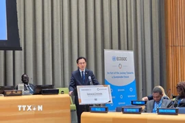 Đại sứ Đỗ Hùng Việt phát biểu tại phiên thảo luận. (Ảnh: Thanh Tuấn/TTXVN)