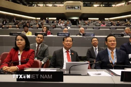 Chủ nhiệm Ủy ban Quốc phòng, An ninh và Đối ngoại, Thượng tướng Lê Tấn Tới cùng đoàn Việt Nam tham dự hội nghị. (Ảnh: Anh Hiển/TTXVN)