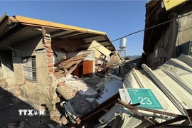 Cảnh đỏ nát sau một trận động đất ở Đài Nam, Đài Loan (Trung Quốc) ngày 21/1/2025. (Ảnh minh họa. THX/TTXVN)