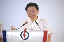 Thủ tướng Singapore Lawrence Wong phát biểu tại Singapore. (Ảnh: THX/TTXVN)