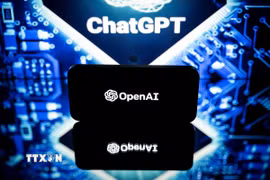 Biểu tượng Tập đoàn công nghệ Mỹ OpenAI. (Ảnh: AFP/TTXVN)