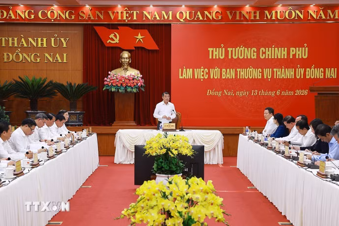Thủ tướng Lê Minh Hưng phát biểu. (Ảnh: Dương Giang/TTXVN)