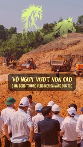 Đoàn công tác kiểm tra thực tế công trường dự án xây dựng trường liên cấp tại xã miền núi Đắc Pring, Đà Nẵng. (Ảnh: Thanh Phong/Vietnam+)