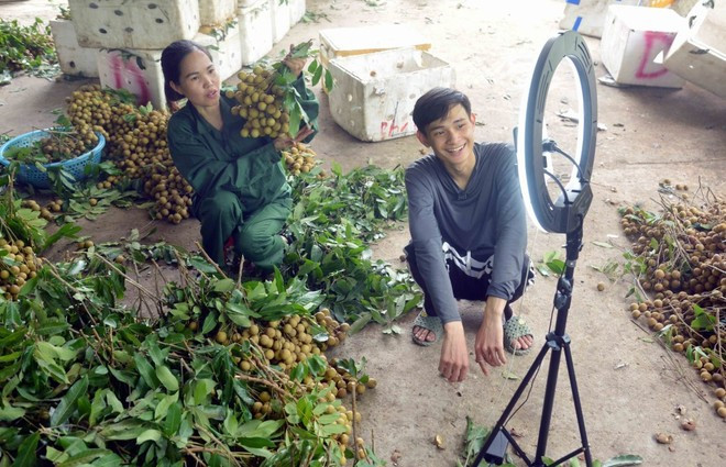 Nông dân Hợp tác xã Dịch vụ Nông nghiệp Ngoan Hậu, xã Chiềng Khương, huyện Sông Mã (Sơn La) đẩy mạnh quảng bá, kết nối tiêu thụ nông sản qua các trang mạng. (Ảnh: Quang Quyết/TTXVN)