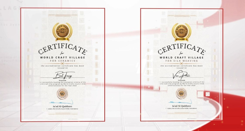 Làng nghề gốm sứ Bát Tràng và dệt lụa Vạn Phúc đã chính thức được công nhận là thành viên của mạng lưới các thành phố thủ công sáng tạo trên toàn cầu. (Ảnh: PV/Vietnam+)