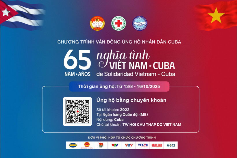 Chương trình diễn ra trong 65 ngày (13/8 - 16/10/2025) nhằm huy động nguồn lực hỗ trợ nhân dân Cuba vượt qua khó khăn và vun đắp tình hữu nghị đặc biệt giữa hai dân tộc. (Ảnh: Trung ương Hội chữ thập đỏ Việt Nam)