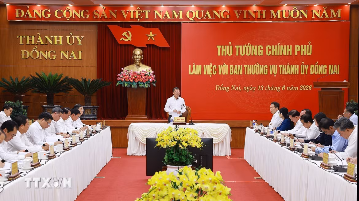 Thủ tướng Lê Minh Hưng phát biểu. (Ảnh: Dương Giang/TTXVN)