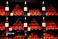 Rượu vang Pháp được bày bán tại Bommes, Tây Nam Pháp ngày 28/1/2019. (Ảnh: AFP/TTXVN)