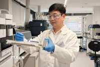 Giáo sư Nghiêm Đức Long – Giám đốc Trung tâm Môi trường và Nước thuộc Đại học Công nghệ Sydney; Chủ tịch Hội Trí thức và Chuyên gia Việt Nam tại Australia (VASEA) - luôn bền bỉ nghiên cứu khoa học trong lĩnh vực mà ông tâm huyết. (Ảnh Trung Trang/TTXVN)