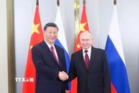 Chủ tịch Trung Quốc Tập Cận Bình (trái) và Tổng thống Nga Vladimir Putin tại cuộc gặp ở Astana, Kazakhstan ngày 3/7/2024. (Ảnh: THX/TTXVN)