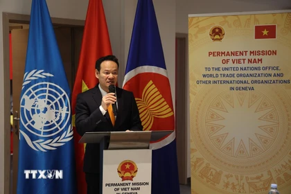 Đại sứ Mai Phan Dũng phát biểu tại buổi tọa đàm. (Ảnh: Anh Hiển/TTXVN)