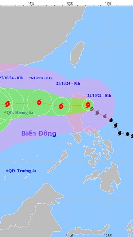 Vị trí và đường đi của bão Trami. (Nguồn: Trung tâm Dự báo Khí tượng Thủy văn Quốc gia)