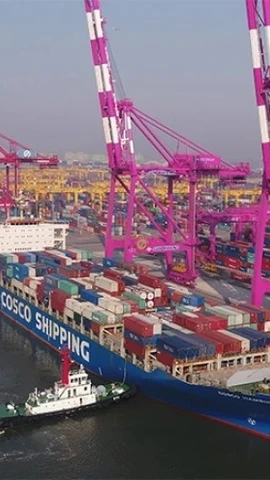 Tàu chở container tại cảng Incheon của Hàn Quốc. (Nguồn: The Korea Herald)