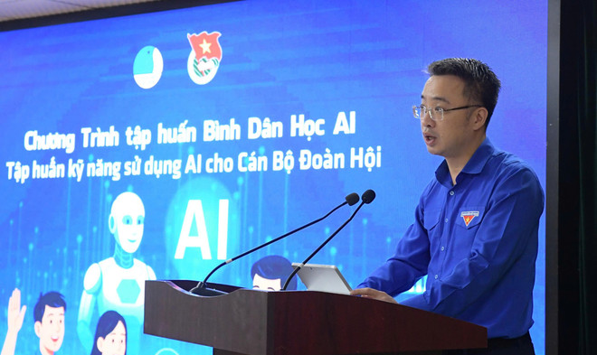 Bí thư Trung ương Đoàn Nguyễn Tường Lâm phát biểu tại sự kiện. (Ảnh: PV/Vietnam+) tuong-lam.jpg