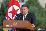 Nhà lãnh đạo Triều Tiên Kim Jong Un phát biểu tại Bình Nhưỡng. (Nguồn: KCNA/TTXVN)
