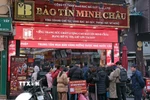 Cửa hàng Bảo Tín Minh Châu trên phố Trần Nhân Tông, Hà Nội. (Ảnh: Trần Việt/TTXVN)