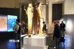 Du khách thăm quan các hiện vật được trưng bày tại Bảo tàng Ai Cập Turin. (Ảnh: Thanh Hải/TTXVN)