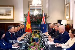 Sáng 13/8/2026 (giờ địa phương), tại thành phố Auckland, Tổng Bí thư, Chủ tịch nước Tô Lâm hội đàm chính thức với Thủ tướng New Zealand Christopher Luxon. (Ảnh: Thống Nhất/TTXVN)
