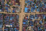 Khu vực trung tâm của tỉnh Thái Nguyên (thành phố Thái Nguyên cũ) ngày 10/10 chìm trong nước lũ, không điện, không nước sạch. (Nguồn: TTXVN)
