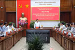 Hội nghị công bố Quyết định kiểm tra của Bộ Chính trị đối với Ban Thường vụ Tỉnh ủy Hậu Giang. (Ảnh: Nguyễn Hằng/TTXVN)