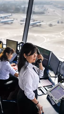 Nhân viên kiểm soát viên không lưu thực hiện điều hành một chuyến bay tại Cảng Hàng không quốc tế Tân Sơn Nhất. (Ảnh: PV/Vietnam+)