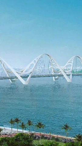 Phối cảnh phương án cầu vượt vịnh Rạch Giá.