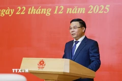 Quyền Bộ trưởng Bộ Công Thương Lê Mạnh Hùng phát biểu nhận nhiệm vụ. (Ảnh: Dương Giang/TTXVN)