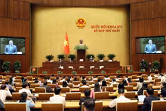 Phó Chủ tịch Quốc hội Nguyễn Khắc Định điều hành phiên họp. (Ảnh: An Đăng/TTXVN)