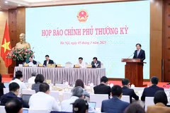 Toàn cảnh họp báo Chính phủ tháng 2/2025. (Ảnh: An Đăng/TTXVN) 