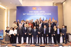 Các đại biểu tham gia một trong những phiên đàm phán Hiệp định thương mại tự do EFTA và Việt Nam. (Ảnh: Bộ Công Thương)