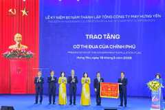 Tổng Công ty May Hưng Yên-CTCP (HUGACO) đã tổ chức Lễ Kỷ niệm 60 năm ngày thành lập với chủ đề “Kết mạch tự hào-Chuyển mình vươn xa”. (Ảnh: PV/Vietnam+)