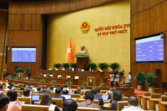 Quốc hội biểu quyết thông qua Luật sửa đổi, bổ sung một số điều của Luật Cơ quan đại diện nước Cộng hòa xã hội chủ nghĩa Việt Nam ở nước ngoài. (Ảnh: Doãn Tấn/TTXVN)