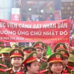 Các trường đại học tham gia Ngày hội hiến máu Chủ Nhật đỏ. (Ảnh: PV/Vietnam+)