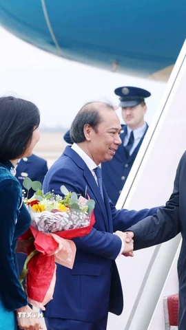 Lễ đón Tổng Bí thư Tô Lâm tại Sân bay quân sự Andrews, thủ đô Washington D.C. (Ảnh: Thống Nhất/TTXVN)