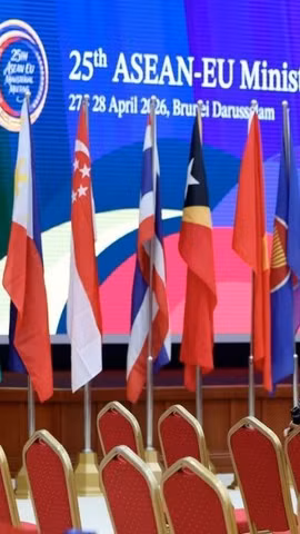 Công tác chuẩn bị cho Hội nghị Bộ trưởng Ngoại giao ASEAN-EU (AEMM) lần thứ 25 tại thủ đô Bandar Seri Begawan của Brunei Darussalam. (Nguồn: Bernama)
