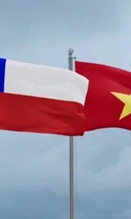 Quốc kỳ Việt Nam và quốc kỳ Chile.