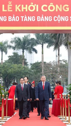 Tổng Bí thư Tô Lâm dự Lễ khởi công dự án xây dựng Bảo tàng Đảng Cộng sản Việt Nam. (Ảnh: Thống Nhất/TTXVN)