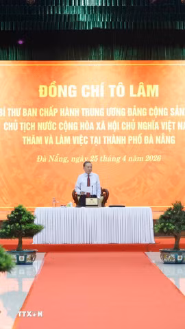 Tổng Bí thư, Chủ tịch nước Tô Lâm phát biểu tại buổi làm việc với Ban Thường vụ Thành ủy Đà Nẵng. (Ảnh: Thống Nhất/TTXVN)